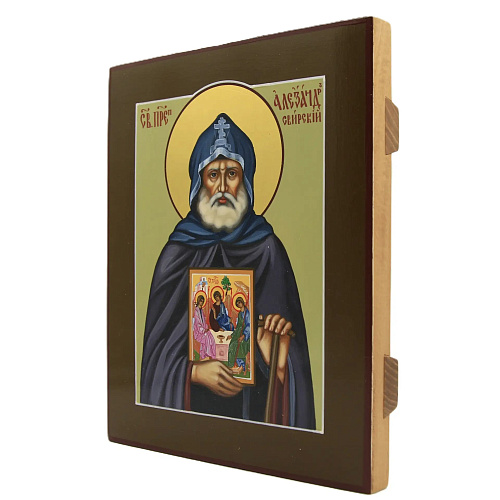 Рукописная икона Св. Александр Свирский, писаная икона 