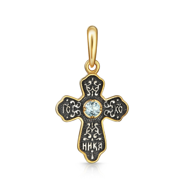 Детский крест "Казанская БМ" с топазом