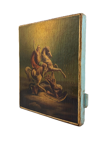Старинная икона Чудо вмч. Георгия о змие, 19 век 