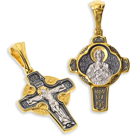 Нательный крест «Алексий человек божий» серебро/золочение