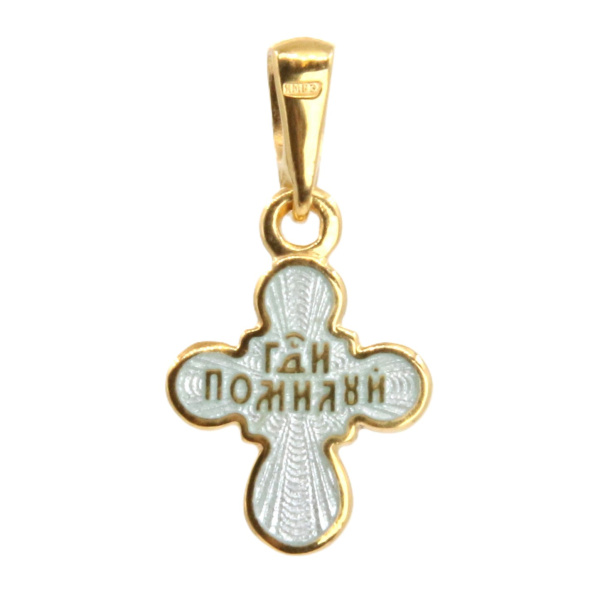 Детский крестик «КРЭ23сз» перламутровый серебро/золото