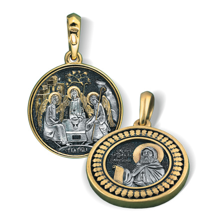 Нательная икона «святой Александр Свирский» ПД66 серебро/золочение