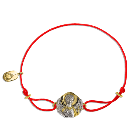 Браслет красная нить «Ангел» серебро/золото