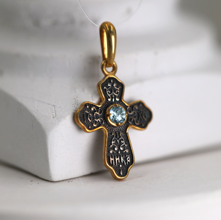 Детский крест "Казанская БМ" с топазом