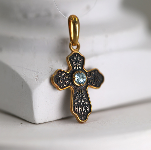 Детский крест "Казанская БМ" с топазом