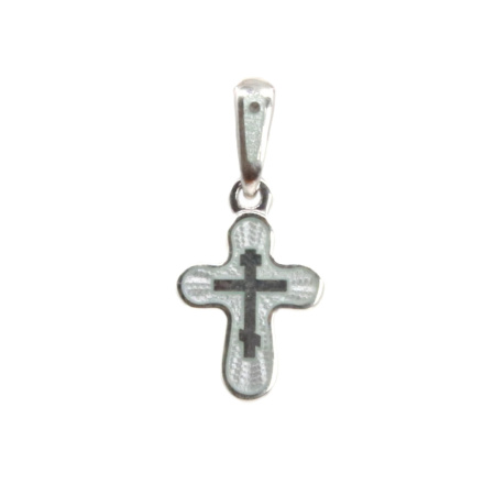 Детский крестик с горячей эмалью белый «КРЭ13»  перламутровый