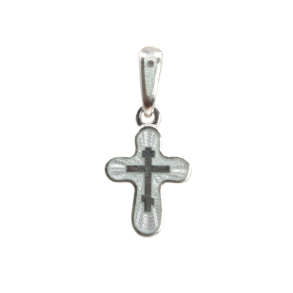 Детский крестик с горячей эмалью белый «КРЭ13»  перламутровый