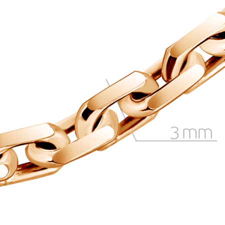 Цепь автомат из красного золота, плетение якорное