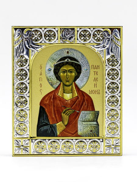 Икона Пантелеимон великомученик и целитель в рамке