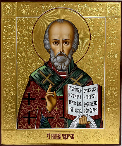 Рукописная икона Свт. Николай Чудотворец 