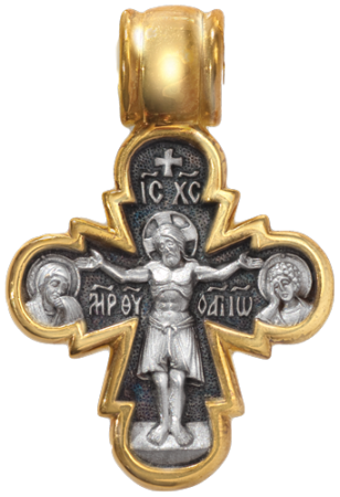 Крест «РАСПЯТИЕ С ПРЕДСТОЯЩИМИ. БОЖИЯ МАТЕРЬ ОРАНТА»