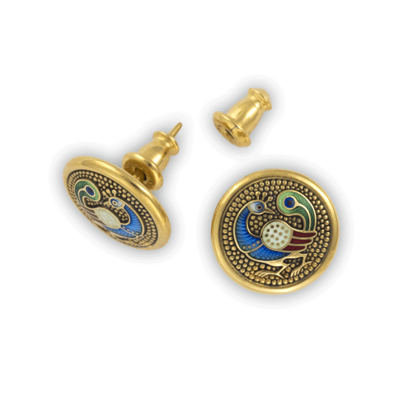 Серьги-пусеты "ПАВЛИН"