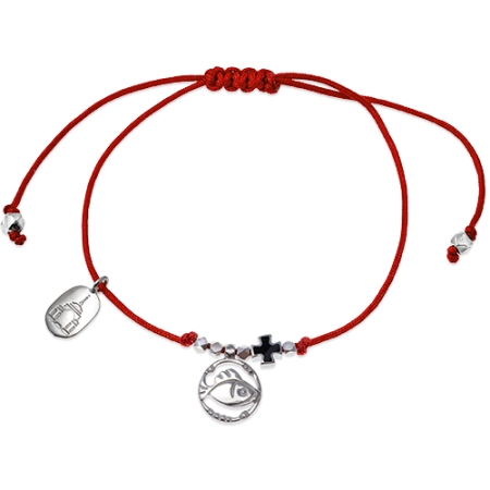 Браслет на верёвочке «Рыба» серебро/эмаль