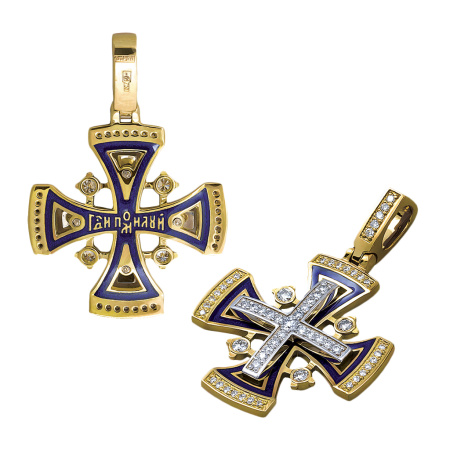 Нательный крест с камнями и эмалью «Мальтийский» КЭ 107