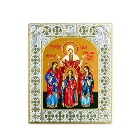 Икона Вера, Надежда, Любовь и их матерь София мученицы в рамке