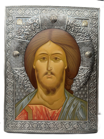 Икона "Господь Вседержитель в басменном окладе"