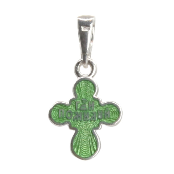 Детский крестик без распятия «КРЭ23 зеленый» серебро/родий