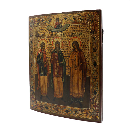 Старинная икона Св. муч. Гурий, Самон, Авив, 19 век 