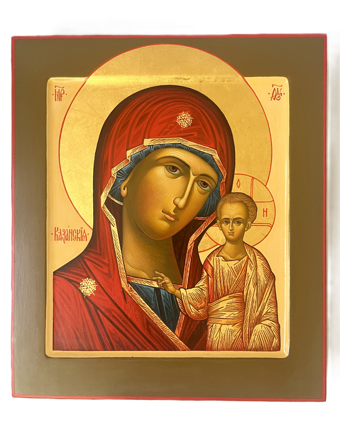Рукописная икона Казанская икона Божией Матери, писаная икона 