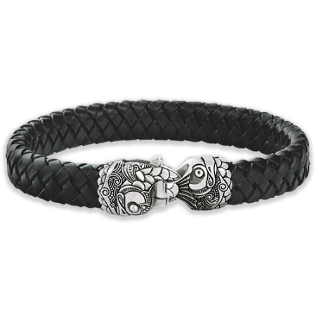 Браслет «Рыба» кожа/серебро