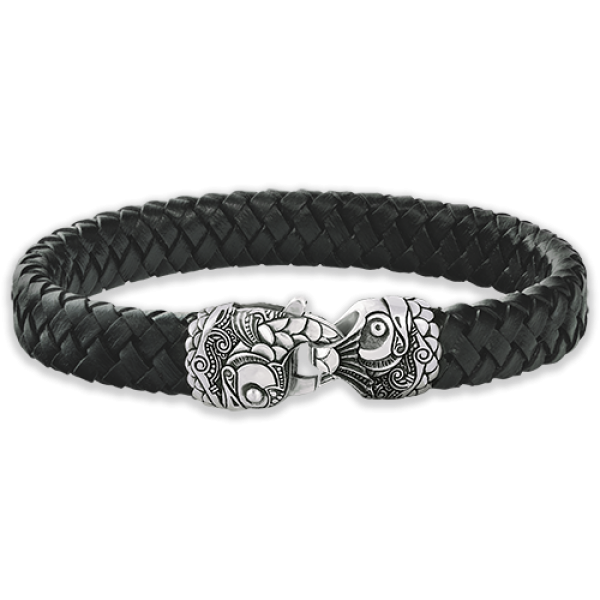 Браслет «Рыба» кожа/серебро