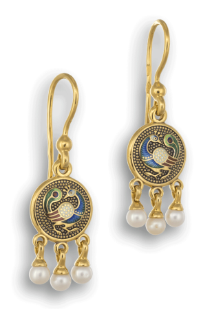 Серьги "ПАВЛИН" с зернью