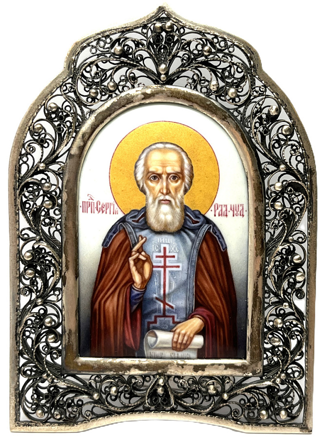 Рукописная икона прп.Сергий Радонежский 