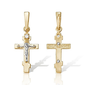 Крест из желтого золота с бриллиантом