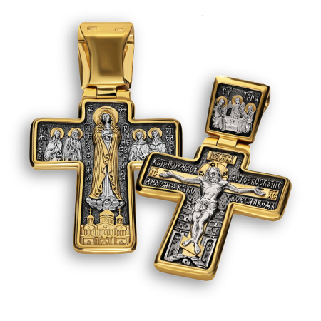 Нательный крест «Дивеевский» серебро/золочение