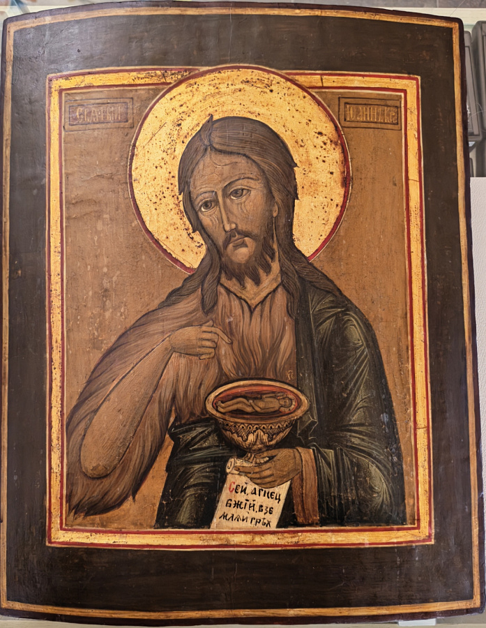 Старинная икона Иоанн Предтеча, 19 век, дерево 