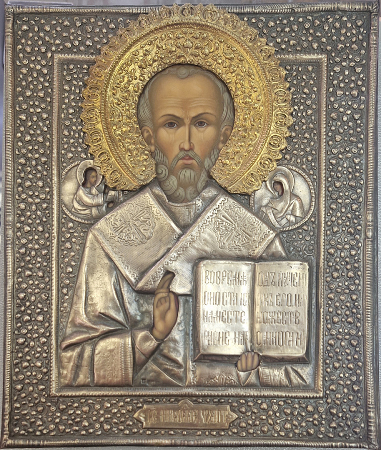 Рукописная икона Св. Николай Мирликийский, писаная икона 