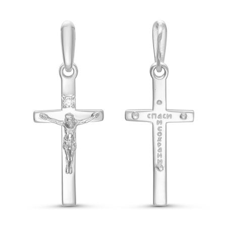 Крест из белого золота с бриллиантом