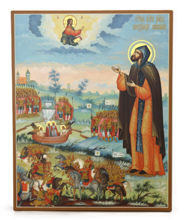 Св. Александр Невский, "Битва на Чудовом озере" писаная икона