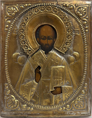 Старинная икона Свт. Николай Чудотворец, 19 век 