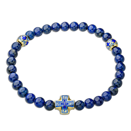 Православные браслет-чётки «Лазурит» с эмалью