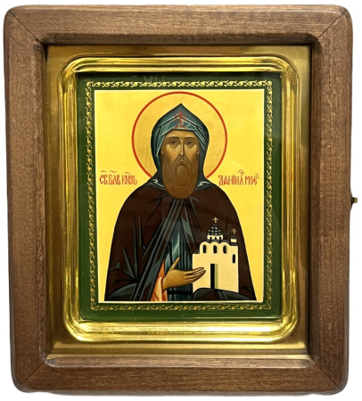 Пр. Даниил Московский, писаная икона с киотом