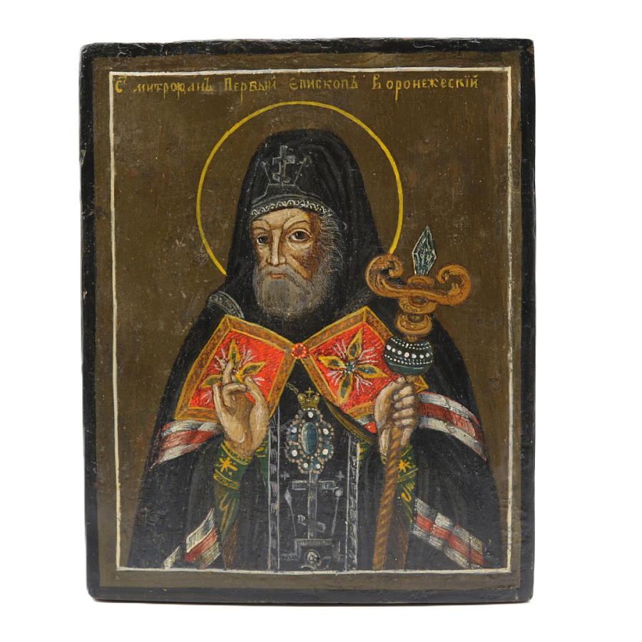 Старинная икона Св. Митрофан, Епископ Воронежский, 19 век 