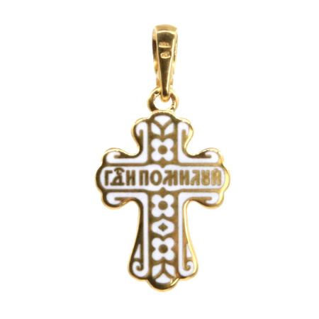 Крестик с эмалью модель «КРЭ 09» белый