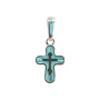 Детский крестик с горячей эмалью белый «КРЭ13»  бирюзовый