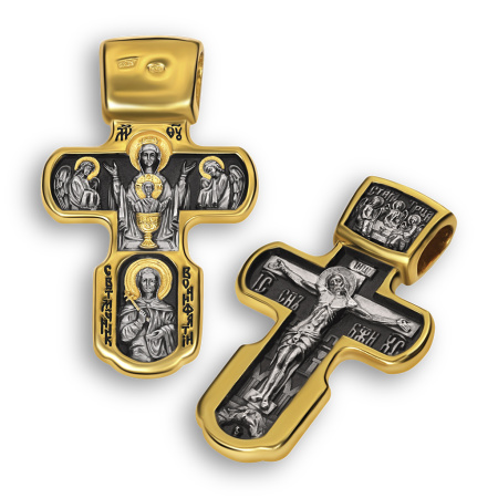 Нательный крест «Неупиваемая чаша» серебро/золочение