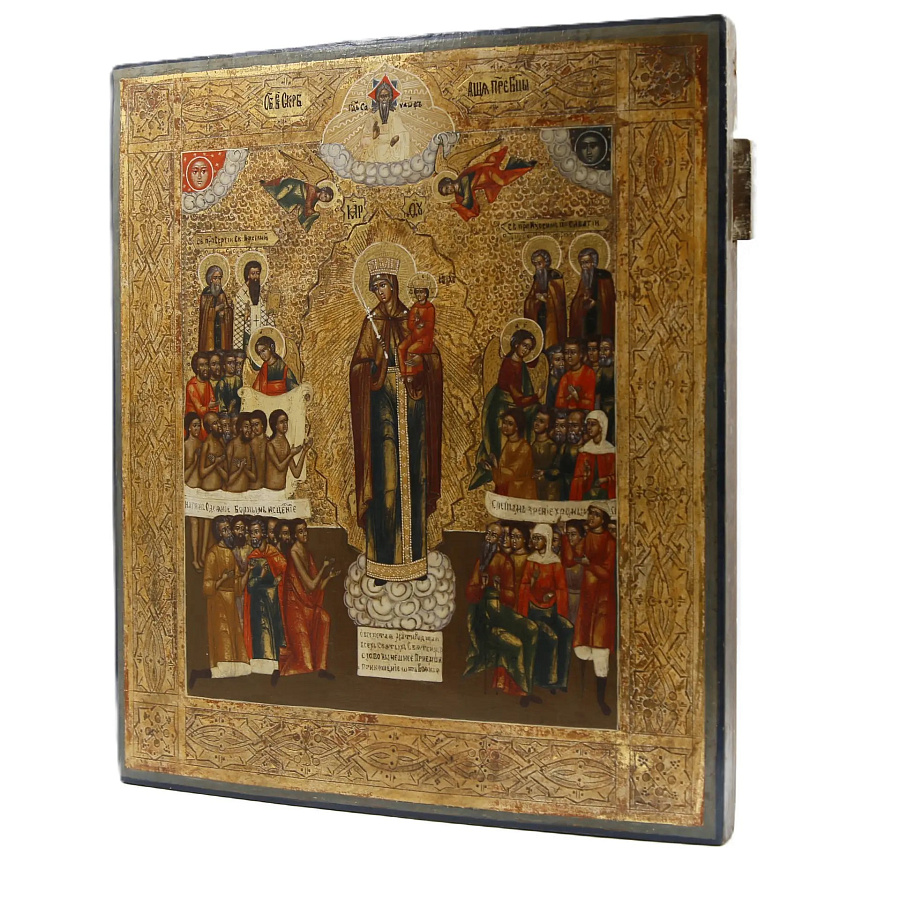 Старинная икона Всех Скорбящих Радость, икона Божией Матери, 19 век 