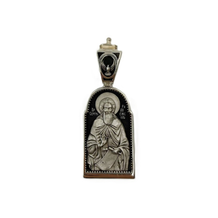 Медальон "Преподобный Сергий Радонежский с молитвой"