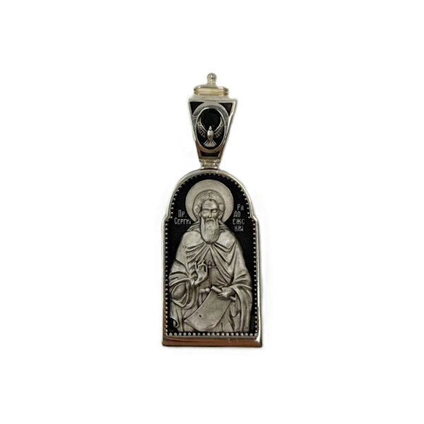 Медальон "Преподобный Сергий Радонежский с молитвой"