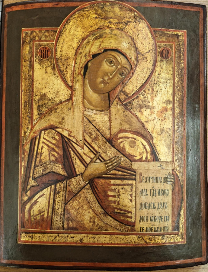 Старинная икона Боголюбимая, икона Божией Матери, 19 век, дерево 