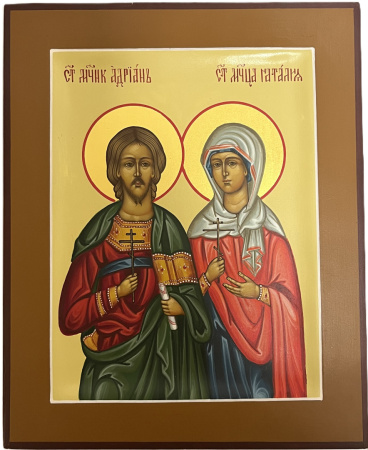 Св. муч. Адриан и Наталья, писаная икона