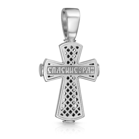 Крест из белого золота "Распятие" с бриллиантами